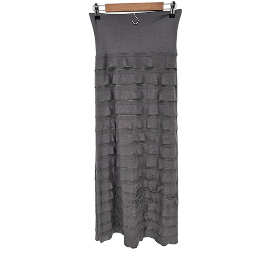 Max Studio Womens Sz M Maxi Skirt Dark Gray Ruffled Jersey Knit