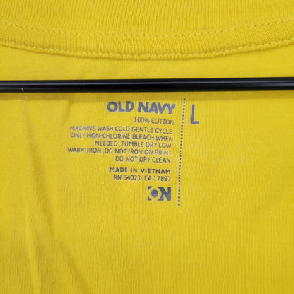 Old Navy Womens Sz L Long Sleeve Scoop Neck T Shirt Bright Yellow 100% Cotton