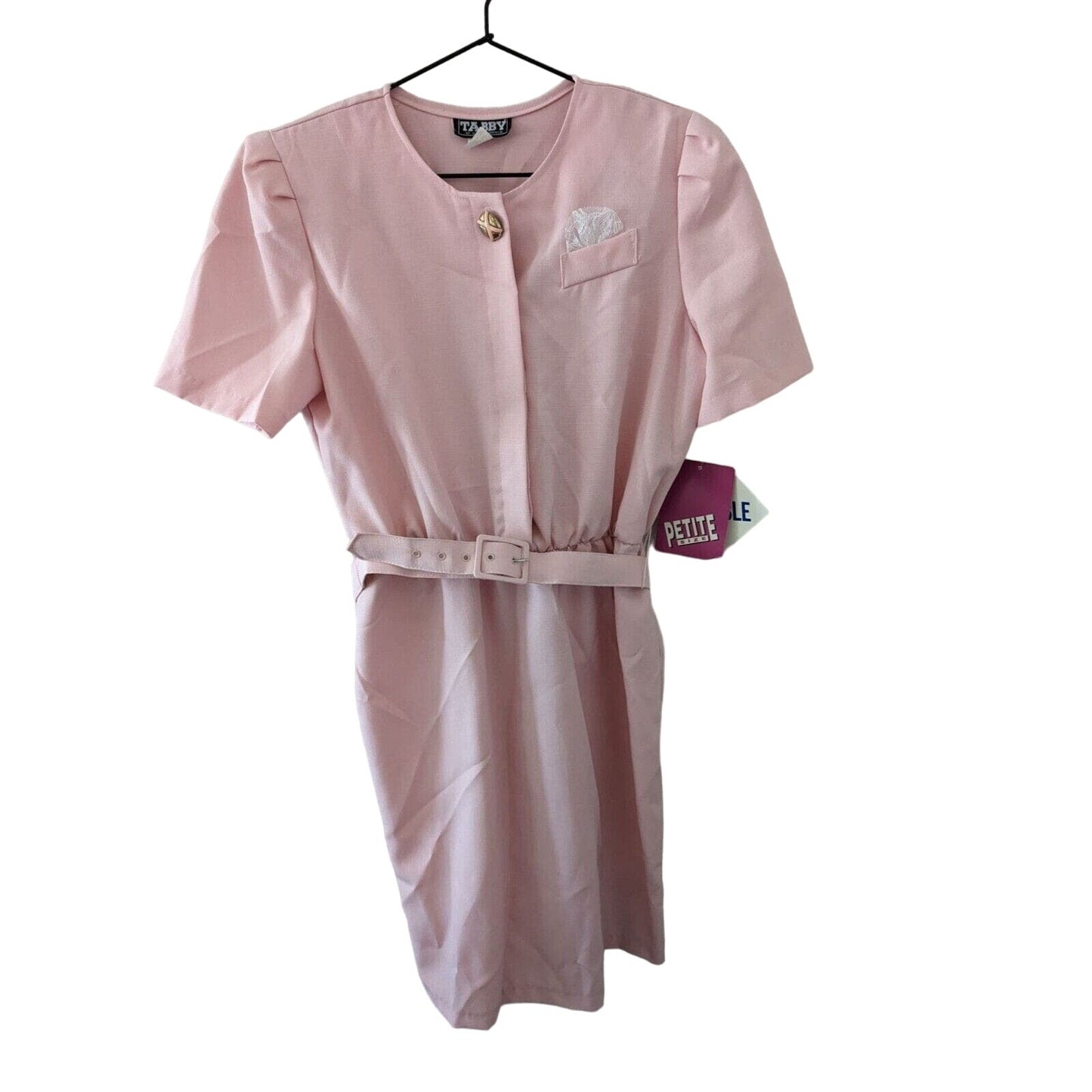 Vintage 1970s Tabby of California Sz 14 Light Pink Suit Dress Belted NEW