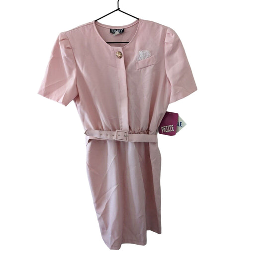 Vintage 1970s Tabby of California Sz 14 Light Pink Suit Dress Belted NEW