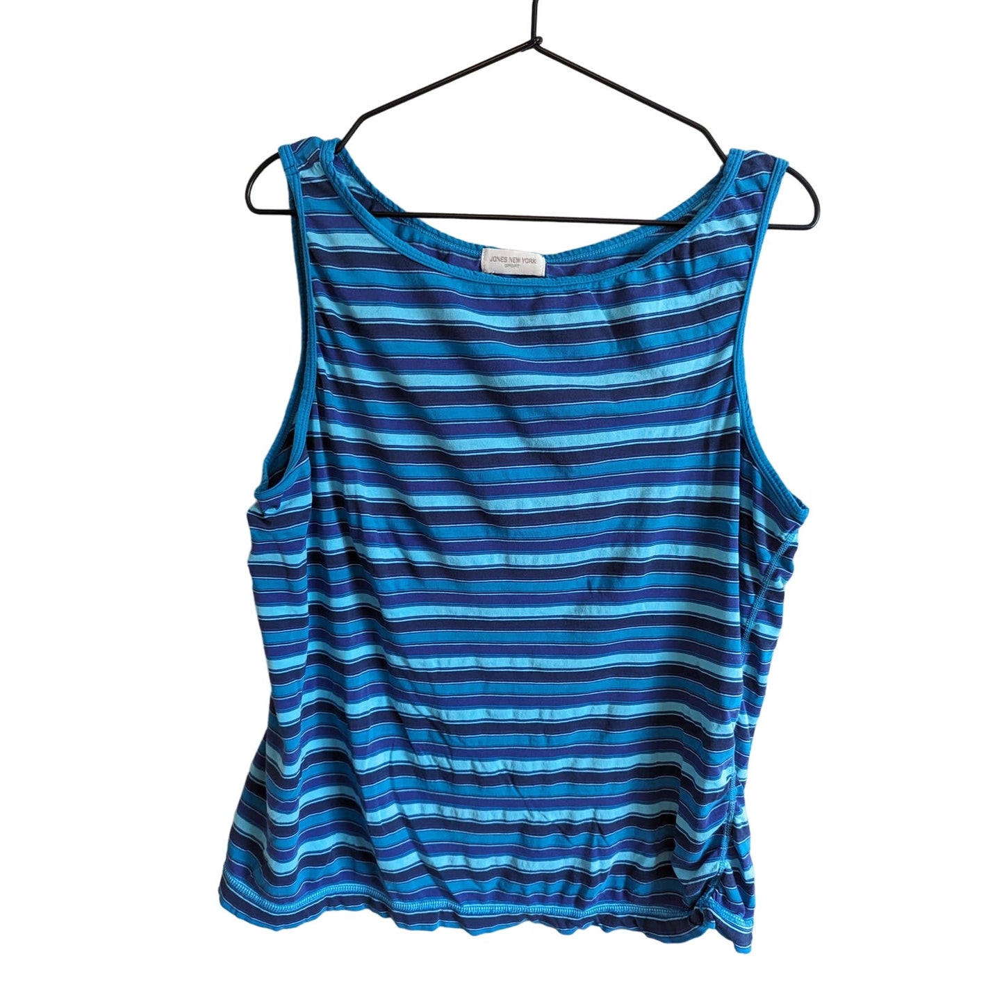 Jones New York Sport Womens Sz L Sleeveless Athletic Tank Top Blue Striped