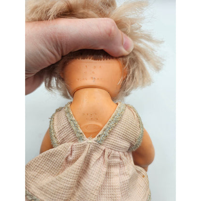 Vintage 1950s IDEAL BABY DOLL KISSY FACE BLONDE RUBBER w/ Original Dress