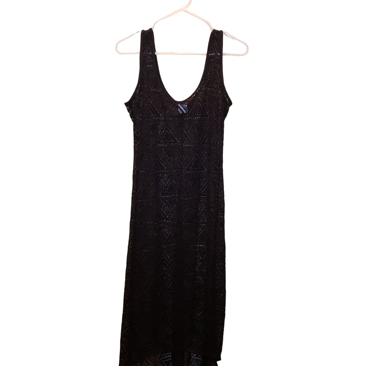 Vintage Y2K Xhilaration Womens Sz M Maxi Swimsuit Coverup Black Crochet