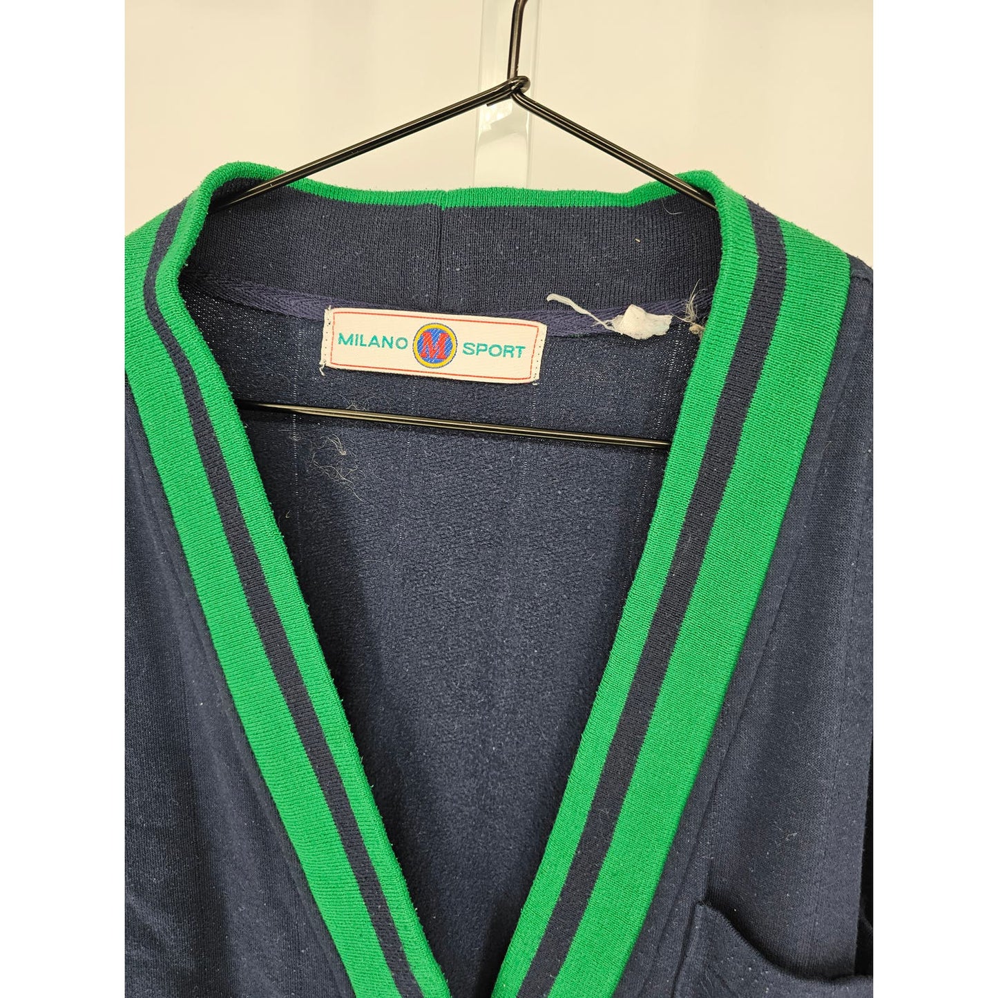 Vtg 1990s Milano Sport Womens Sz L Oversized Cardigan Sweater Preppy Blue Green