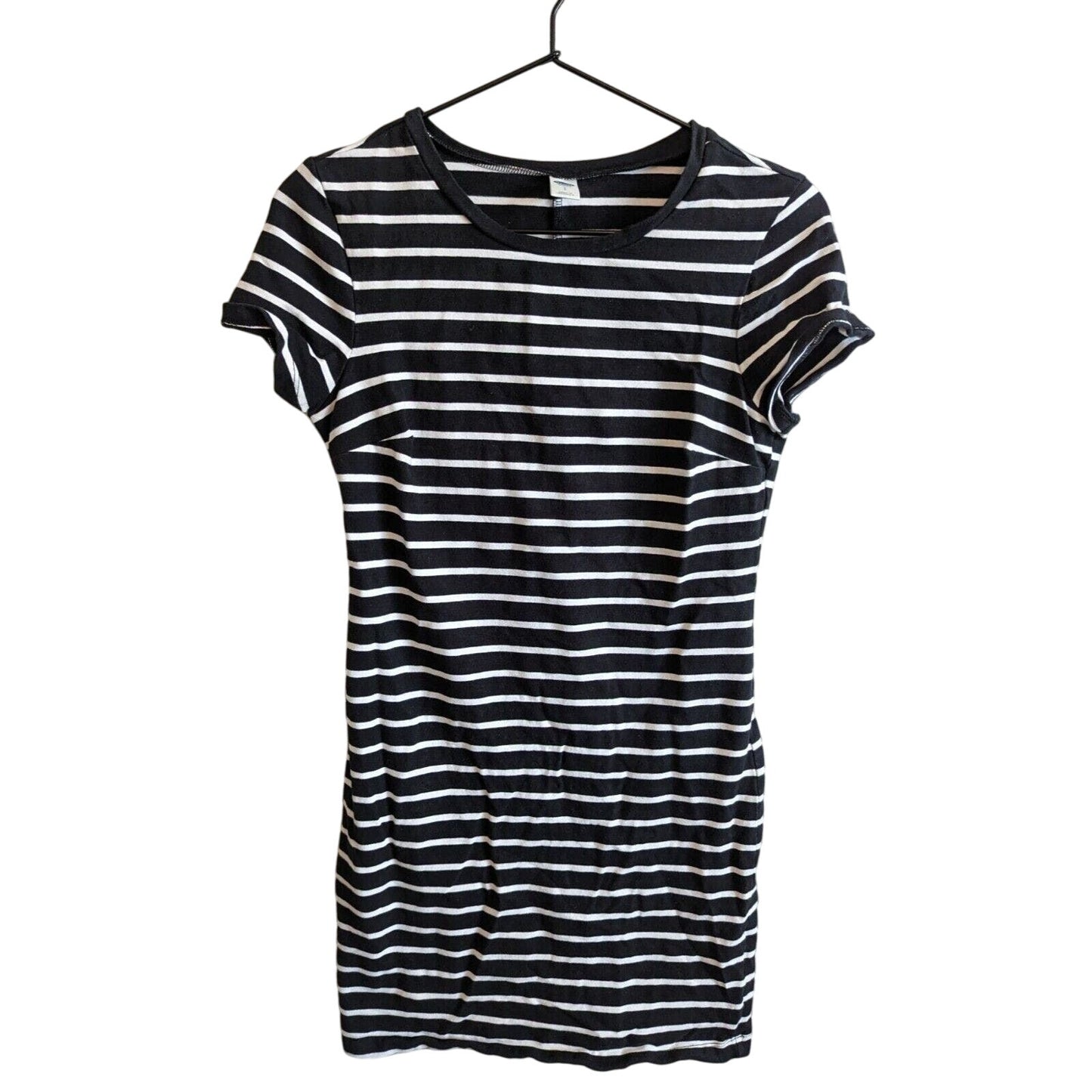 Old Navy Womens Sz S Short Sleeve Mini Dress Shirt Dress Black White Striped