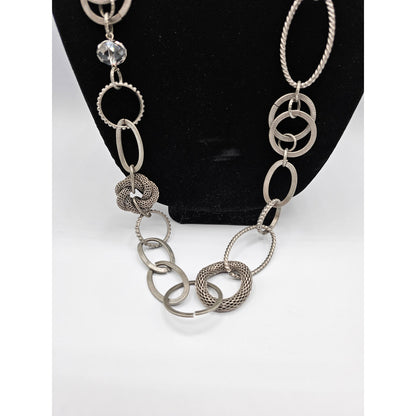 Vintage 1990s Long Single Strand Chain Necklace Silver Tone