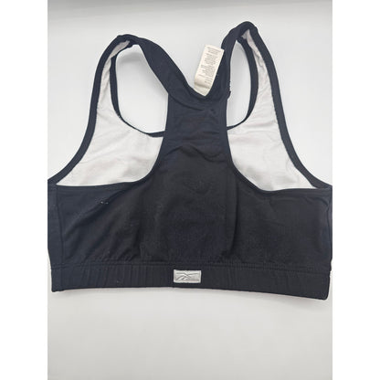 Reebok Womens Sz L Racerback Sports Bra Solid Black Cotton