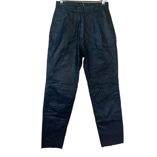 Vintage Laurice Womens Sz 10 Black Leather Pants High Waist 1980s