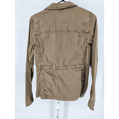 Sonoma Womens Sz S Zip Up Safari JAcket Tan W/ Pockets