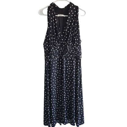 Evan Picone Womens Sz M Midi Dress Black White Polka Dot Pinup