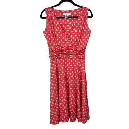 AA Studio Womens Sz 10 Orange and Cream Polka Dot Pinup Style Dress