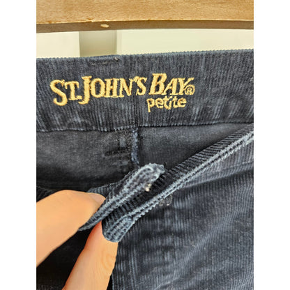 St Johns Bay Womens Sz 10P Petite Bootcut Corduroy Pants Dark Blue