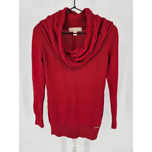 Michael by Michael Kors Womens Sz XXS Cowl Neck Tunic Top Red Knit