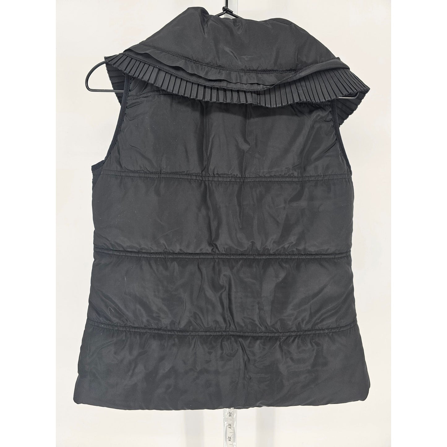 For Cynthia Womens Sz PS Petite Black Zip Up Puffer Vest Pleated