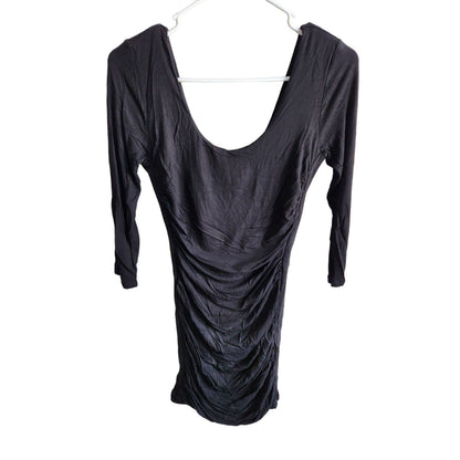 Forever 21 Womens Sz L Little Black Mini Dress Long Sleeve Metallic Sheen