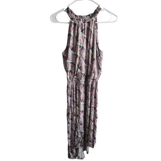 Apt 9 Womens Sz S Maxi Dress Sparrow Print Pink and Gray Sleeveless