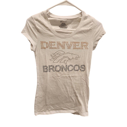 No Boundaries Juniors Sz S Denver Broncos Rhinestone T Shirt NFL Football