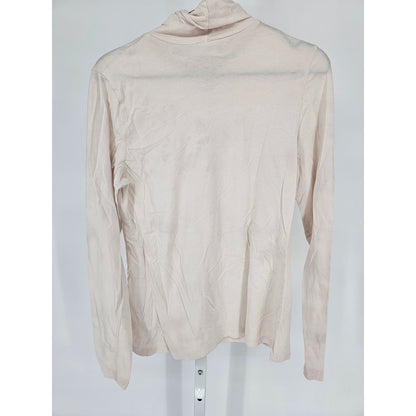 Sonoma Womens Sz M Long Sleeve Turtleneck Top Cream Ivory Cotton Blend