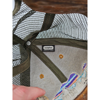 Patagonia Fitz Roy Trout Anvil Patch Snap Back Mesh Trucker Hat Tan