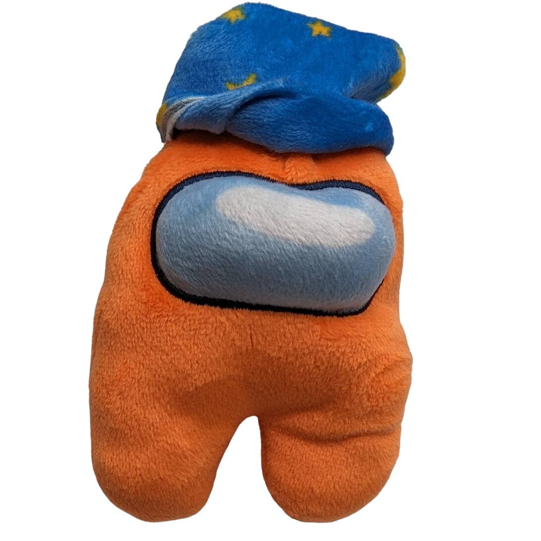 Among Us Small Stuffed Animal Plush Orange w/ Blue Hat