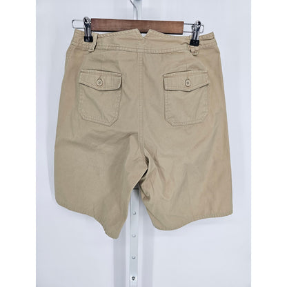 White Stag Womens 8 Bermuda Length Safari Style Shorts Beige Khaki 100% Cotton