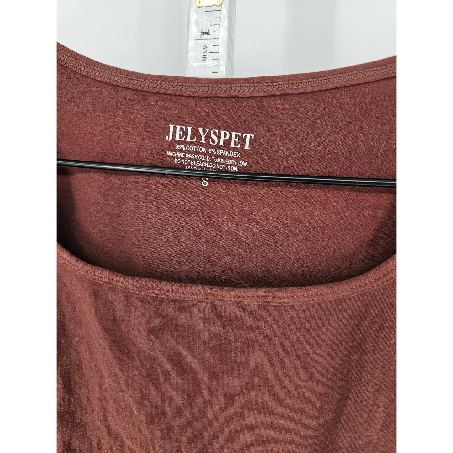 Jelyspet Womens Sz S Long Sleeve Square Neck Bodysuit Brown Cotton