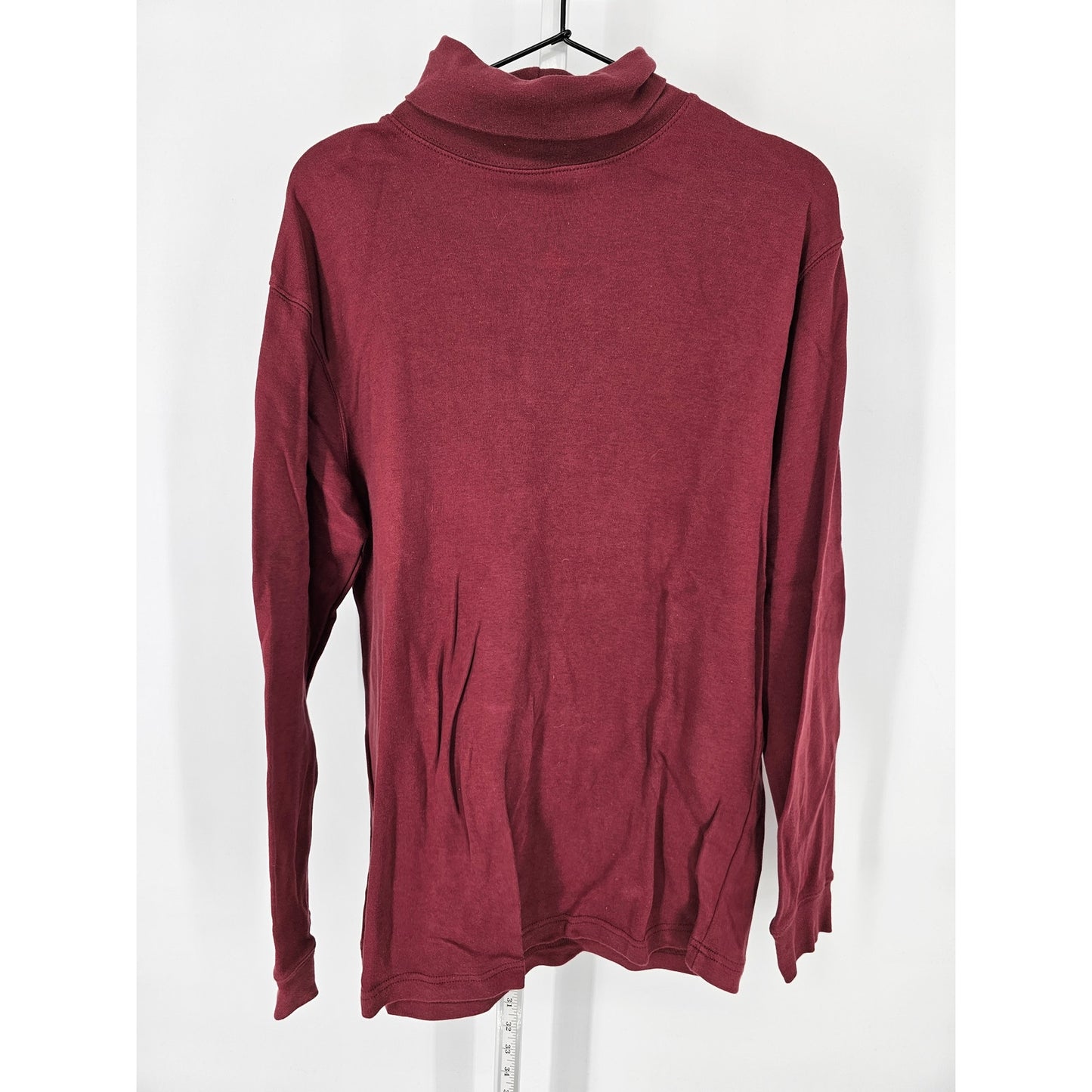 Basic Editions Womens Sz M 100% Cotton Long Sleeve Turtleneck T Shirt Dark Red