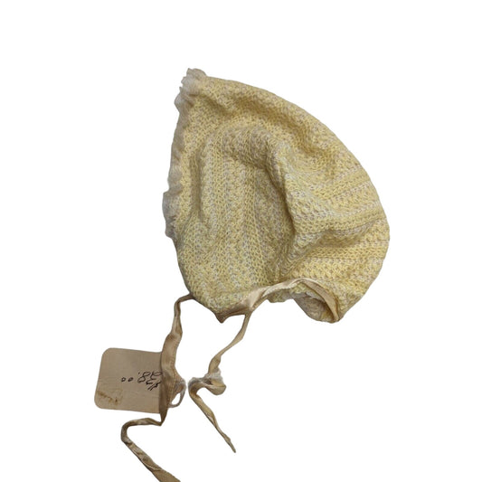 Vintage 1930s Baby Bonnet Acrylic Yellow and White