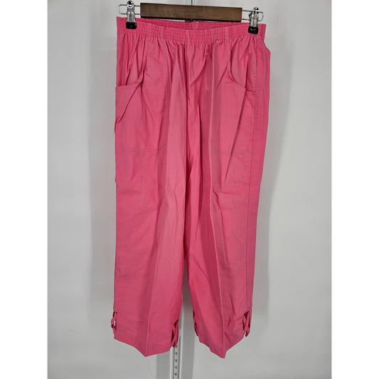 Bocabay Womens Sz 8 Pull On Dress Pants Pink Capri Straight Leg Elastic Waist