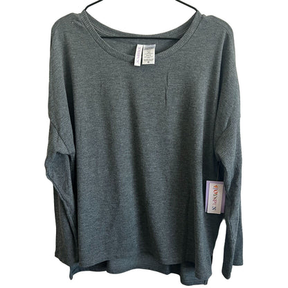 Joyspun Womens Sz M Gray Long Sleeve Slouchy Athletic Athleisure T Shirt