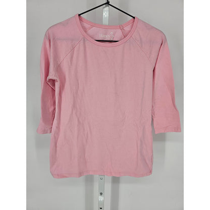 Hanes Womens Sz S 3/4 Sleeve T Shirt Light Bubblegum Pink