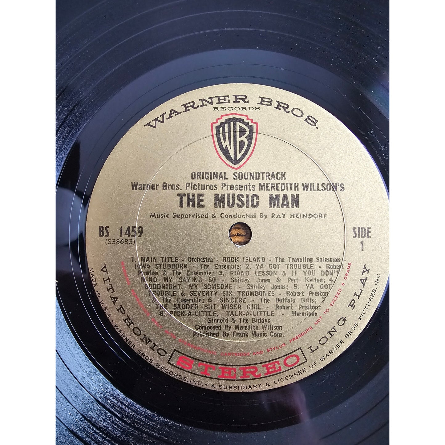 Vintage Meredith Willson's The Music Man Warner Bros Stereo BS1459