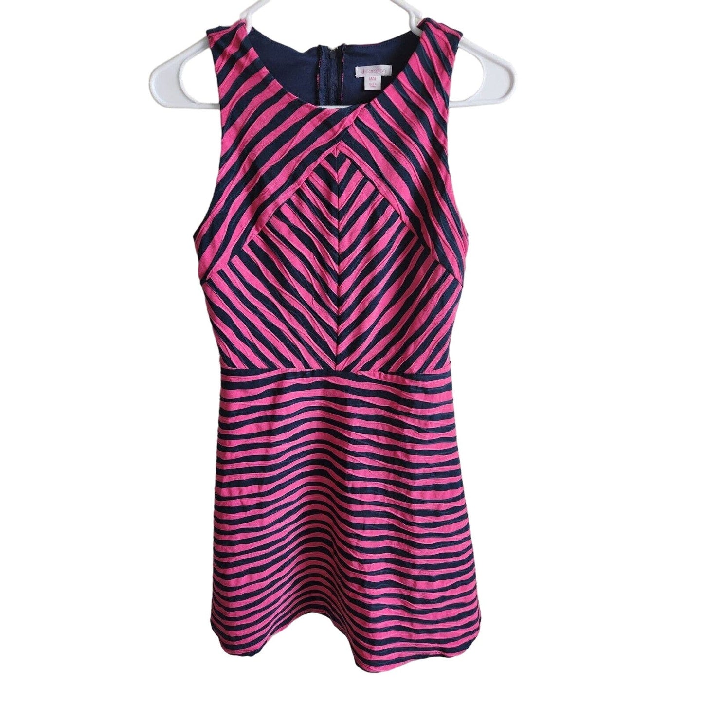 Xhilaration Womens Sz M Mini Dress Hot Pink Striped A Line