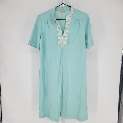 Vintage 1960s JCPenney Loungewear Womens Sz L House Dress Nightgown Light Blue