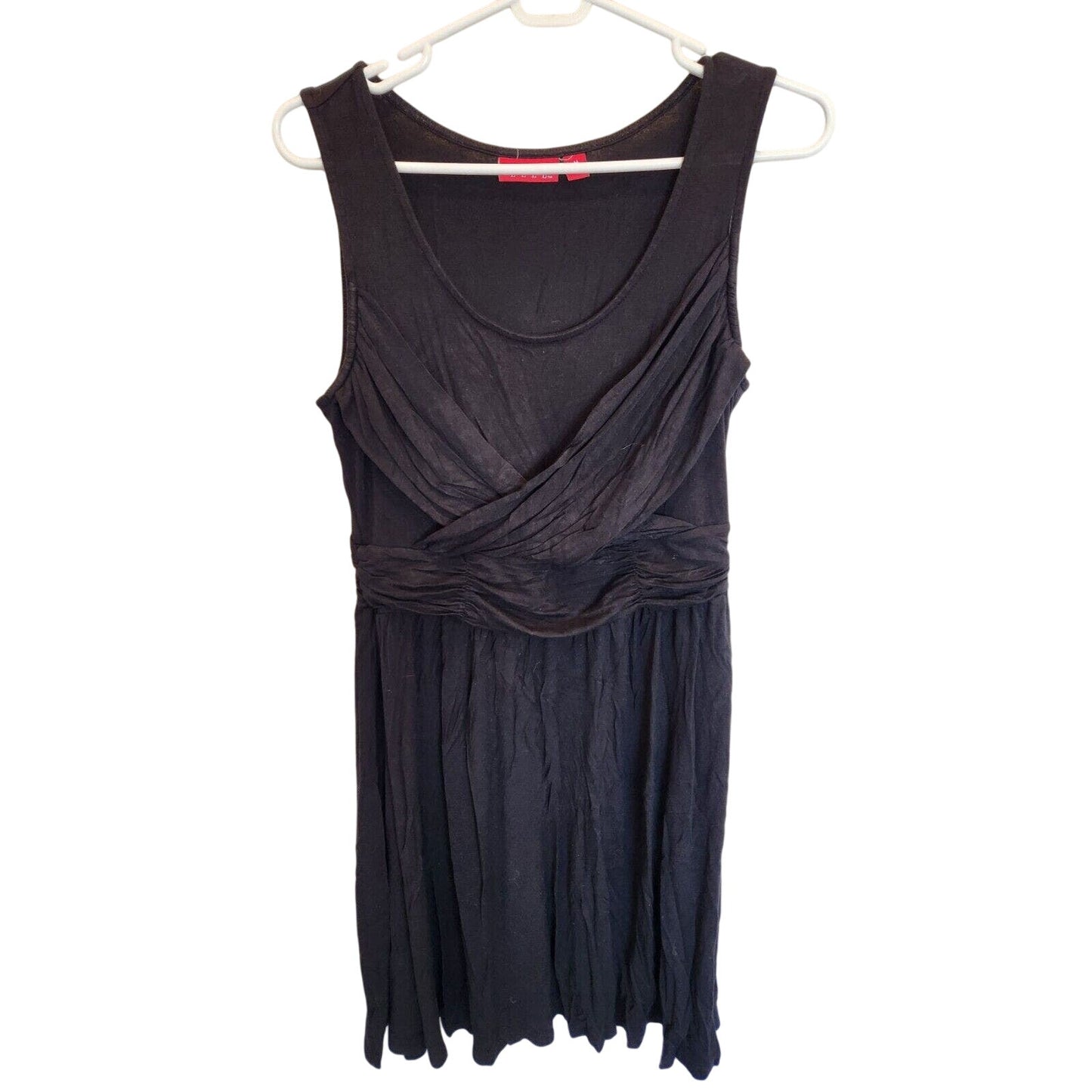 Elle Womens Sz M Knee Length Sleeveless Draped Black Dress