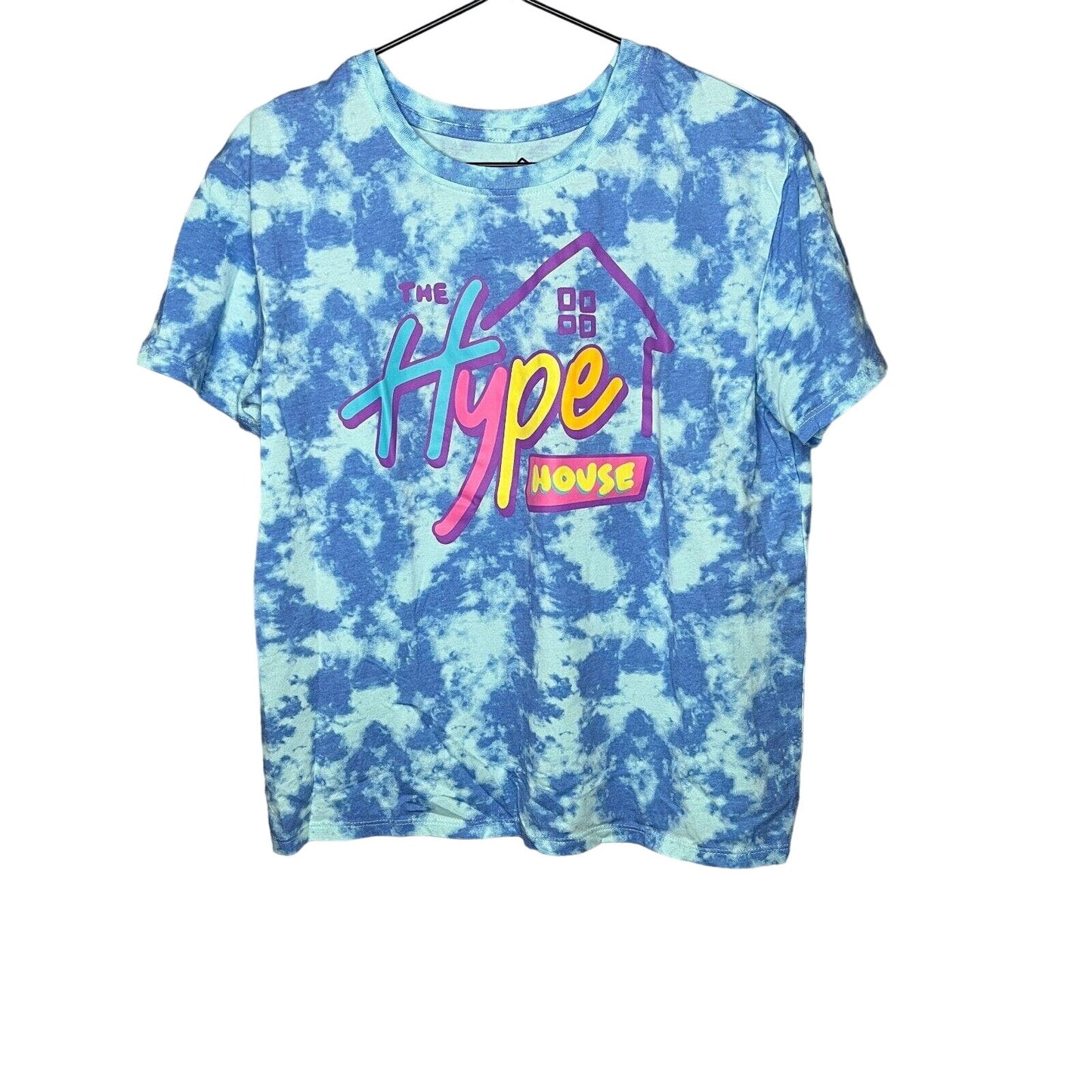 The Hype House Womens Sz L Short Sleeve Tie Dye Shirt Blue