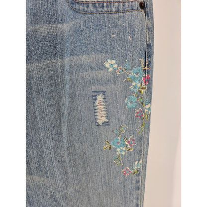 Vintage Y2K Aeropostale Juniors Sz 11 Authentic Flare Blue Jeans Embroidered