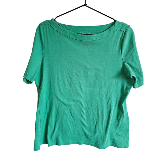 Talbots Womens Sz LP Petite Stretch Weekend Tee T Shirt Solid Green