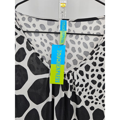 Touch Express Womens Sz M Sleeveless Maxi Dress Black White Animal Print NEW