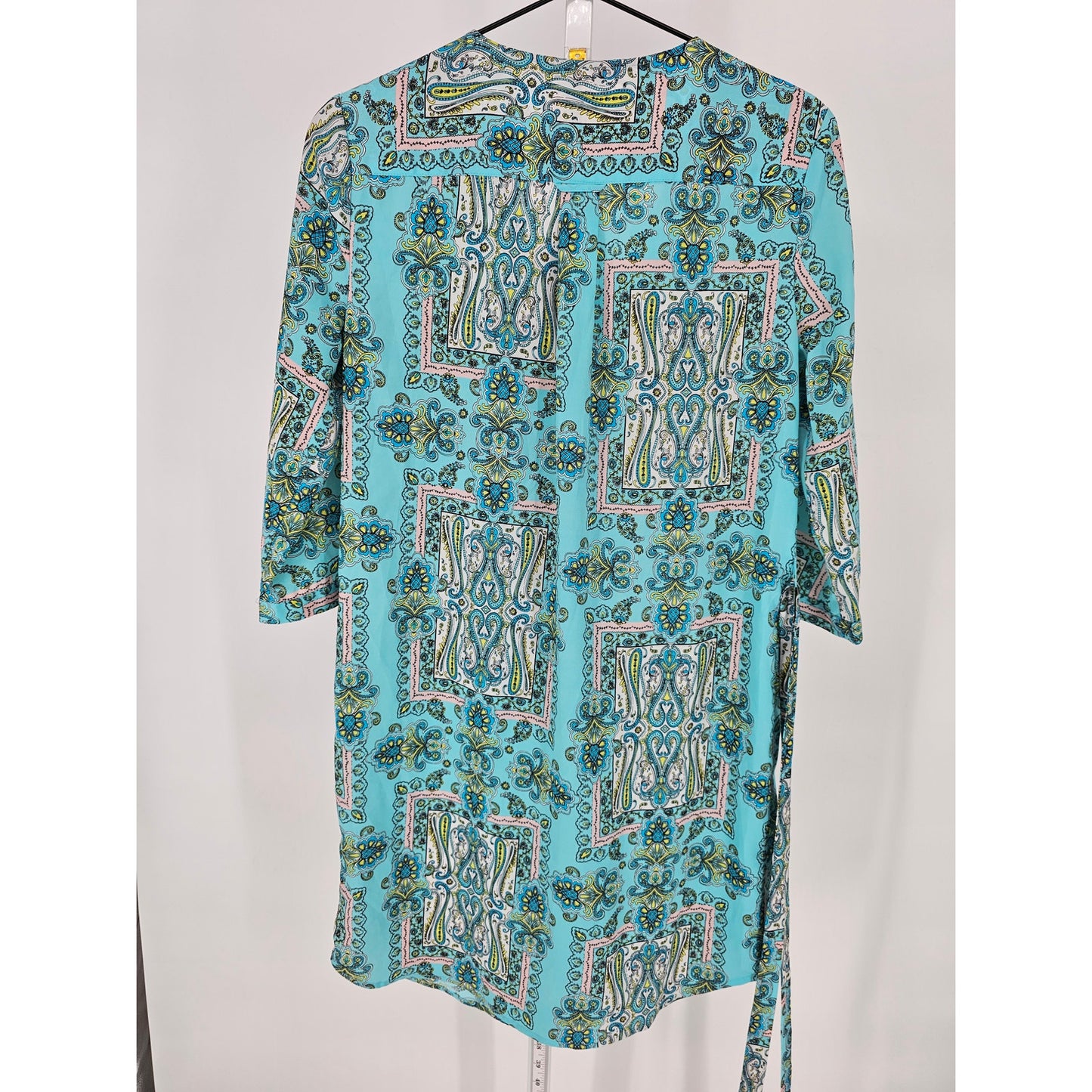 Victorias Secret Womens Sz S Belted Shirt Dress Blue Paisley Print Satin