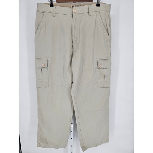 Vintage Arizona Jean Co Mens Sz 36x32 Baggy Fit Cargo Pants Beige Y2K