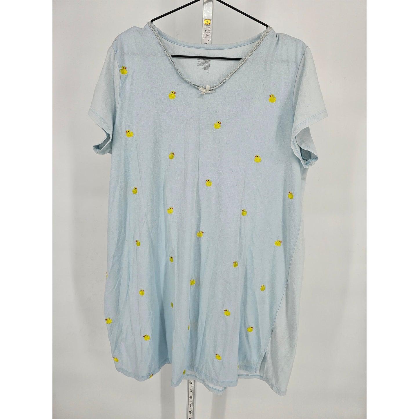 Secret Treasures Womens Sz L Knee Length Cotton Nightgown Blue Embroidered Ducks
