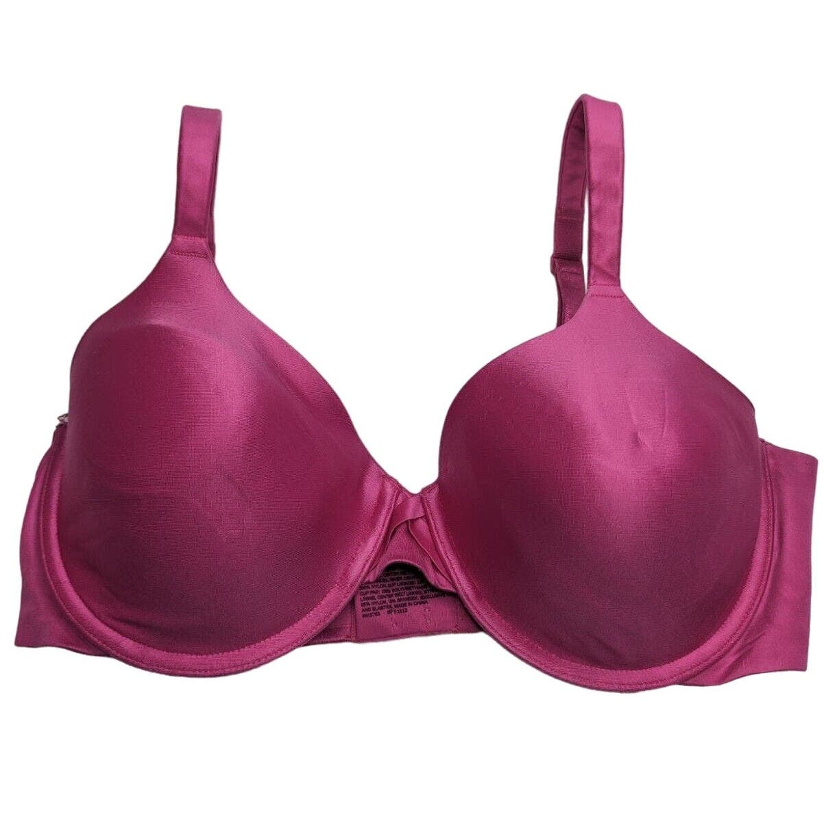 Barely There Womens Sz 38D Fuschia Pink Satin T Shirt Bra