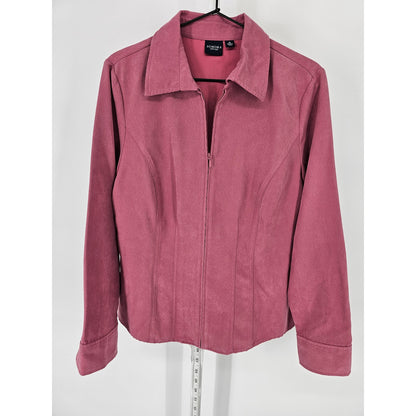Sonoma womens Sz M Full Zip Faux Suede Lightweight Jacket Light Pink
