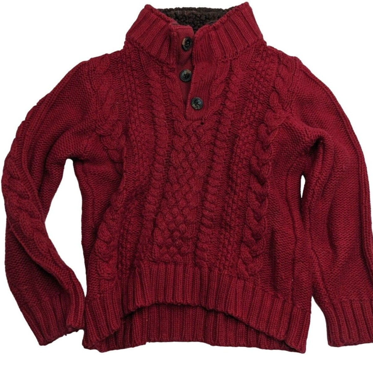 Baby Gap Boys Sz 5 Red Cableknit Sweater Pullover Button Front