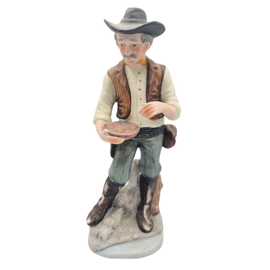 Vintage Taiwan Porcelain Western Mining For Gold Figure Man 1960s Cowboy