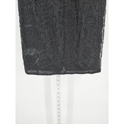 Stenay Womens Sz 8 100% Silk Fully Beaded Knee Length Dress Formal Black Floral