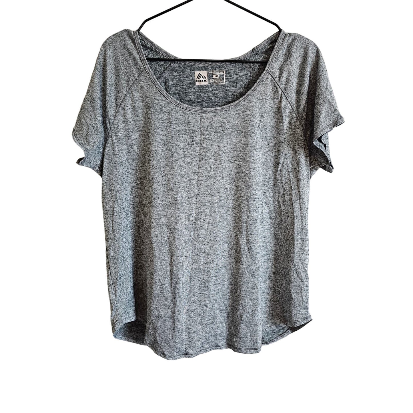 RBX Womens Sz L Short Sleeve Athletic Shirt Scoop Neck Light Gray