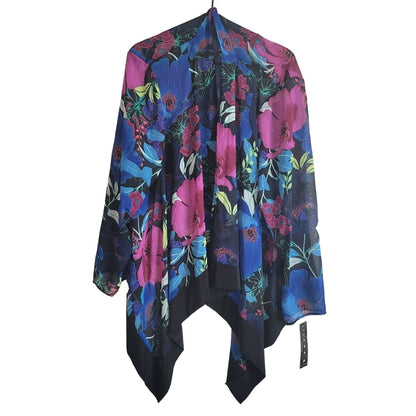 Tiana B Womens Sz 18W Colorful Semi Sheer Cardigan Top Floral NEW