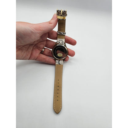 Vianova Womens Watch Wristwatch Vintage Y2K Snakeskin Print Gray White